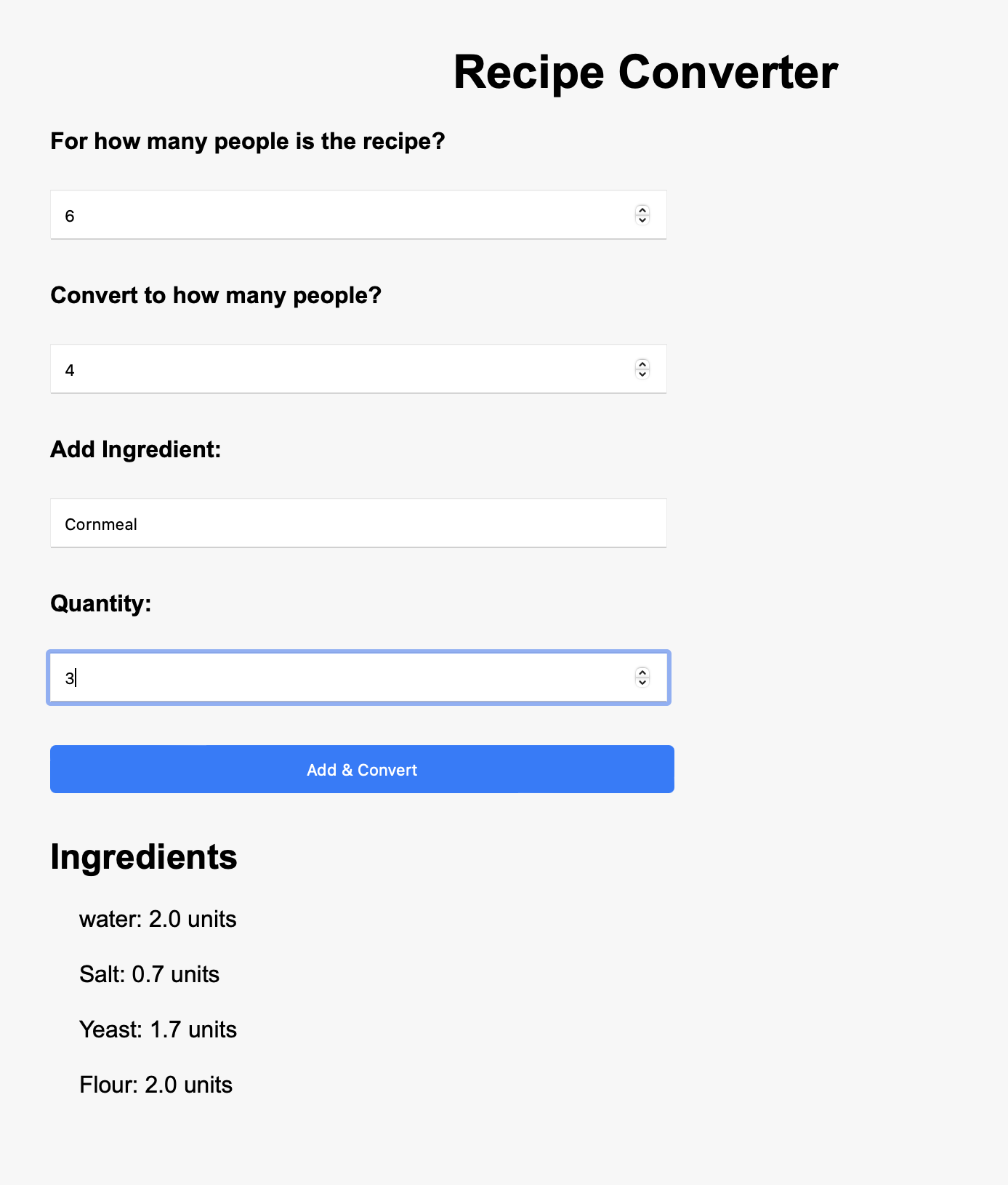 recipe convertor Voorbeeld website ontwerp door VlotCode